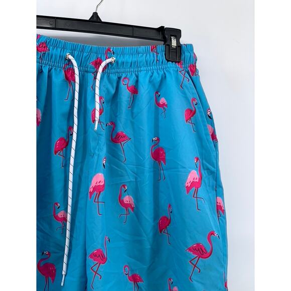 UNBRANDED Men's Light Blue Pink Flamingo Print Drawstring Waist Shorts SZ M - Picture 5 of 9